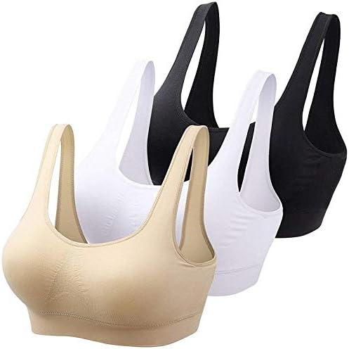 Mysha Air Bra, Sports Bra Stretachable Non-Padded for Girls and Women Combo of 3 Black; White; Skin
