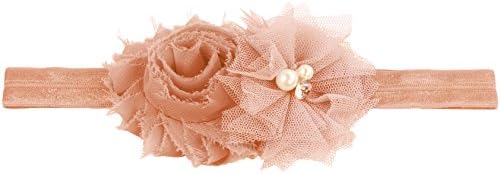 Baby Girl Headbands with Mesh Crystal and Flower Photo Prop (Hand-made with love) (Pack of 1-PeachOrange)