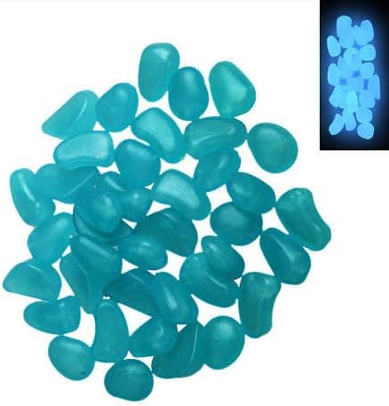 New Blue 100Pcs Glow In The Dark Stones Pebbles Rock For Aquarium Fish Tank Garden D?cor Set037