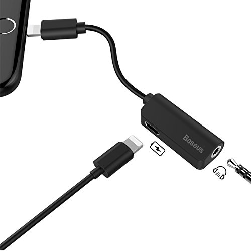 Baseus Lightning to 3.5mm Headphone Adapter Listen & Charge for iPhone X,iPhone 8/8Plus,iPhone 7/7Plus(Support iOS 10.3; iOS 11)