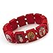 Stretch Red Wooden Saints Bracelet / Jesus Bracelet / All Saints Bracelet - Up to 20cm Length