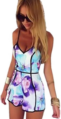 Lisingtool 1PC Sexy Women V-Neck Floral Casual Jumpsuit Playsuit Rompers Trousers