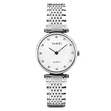 Womens Watches, Ladies Girls Dress Stainless Steel Watches for Women Wristwatch Waterproof 30M 3ATM Water-resistant Crystal Time Mark Casual Classic Fashion Silver