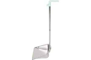 Cabilock Stainless Steel Dustpan with Long Handle Removable Design Capacity Upright Refuse Collector for Home