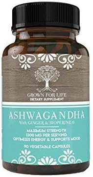 Natural Ashwagandha Root 1300 mg- Anti-Anxiety, Stress Relief, Adrenal, Mood, Thyroid Support- Ashwagandha with Ginger and Bioperine for Enhanced Results- Made in USA, 90 Veggie Capsules