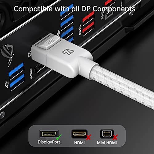 Teleadapt DisplayPort 1 4 Cotton Braided Cable 8K 60Hz 5K 60Hz 4K 