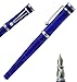 Fuliwen 2037 Blue Fountain Pen Fine Nib Size , Swirl Celluloid with 6 PCS Jinhao Black Standard Ink Cartridges Gift Box Set Business Collection set