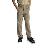 Dickies Husky Boys Flat Front Pant, Khaki, 14 Husky