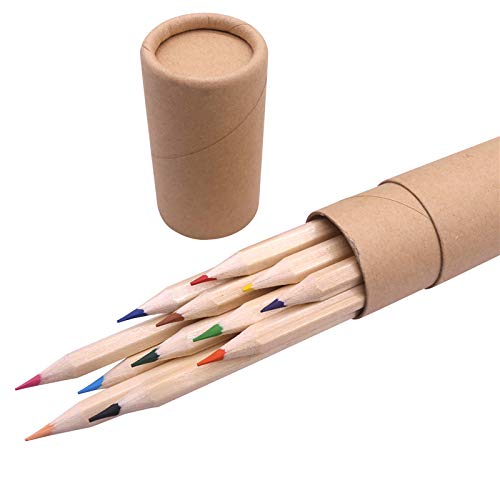 Dunnomart 12 pcs Wood Colored Pencil 1723mm Drawing Student Office Stationery Paper Cylinder Packaging