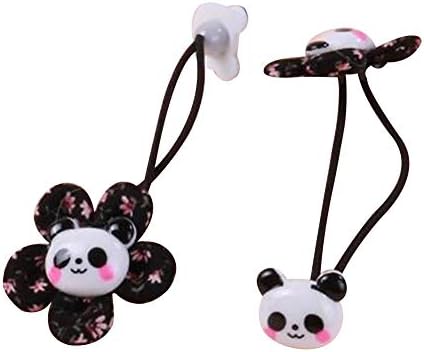 Lovinda Cartoon Panda Hair Rope Hair Tie Elastic Rubber Band Ponytail Holders Hair Bank Hair Ring Hair Accessory for Girl Baby Child Kid x 1 pair