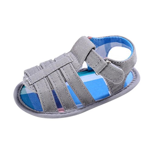 Lurryly Toddler Baby Boys Girls Sandals,Infant Soft Sole Crib Newborn Shoes 0-18 M (Size:2, Age:6~12 Month, US:3, Gray)
