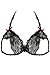Rene Rofe womens Two-piece Lace Peek-a-boo Bra and Crotchless Panty adult exotic lingerie sets, Black, Medium-Large US