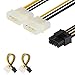 J&D 8 Pin PCIe to 2 x 4 Pin LP4 Molex Power Cable Adapter (2 Pack), 6 inch / 15 cm, Black