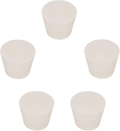 StonyLab 5-Pack 8# White Solid Rubber Stoppers 32mm x 43mm x 31mm Tapered Lab