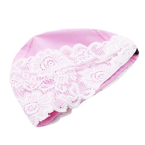 YouCY Lace Flower Swimming Cap Waterproof Swim Hat Bathing Cap Ladies Lace Swim Cap Girl Swim Cap Woman Swimming Cap for Female Swimming Cap,Pink