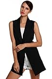 Meaneor Women's Sleeveless Lapel Pocket Long Jacket Waistcoat Cardigan Outwear