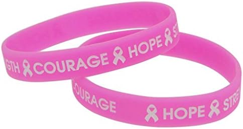 Gift Box Goodies (Pack of 2) Hope Strength Courage Cancer Awareness Wristband Ribbon Breast Cancer