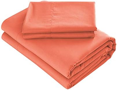 Prime Bedding Bed Sheets - 4 Piece California King Sheets, Deep Pocket Fitted Sheet, Flat Sheet, Pillow Cases - Bright Coral