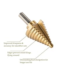 CO Z HSS Juego de 5 brocas de titanio con punzón central automático, 50 tamaños en 5 brocas de acero de alta velocidad para hoja de metal con carcasa de aluminio, múltiples agujeros escalonados para amantes de bricolaje