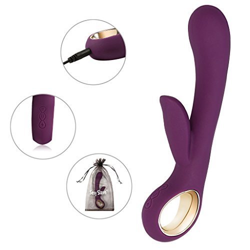Sexy Slave Alice\'s Rechargeable Dual Wand 6-Function Waterproof G-Spot and Clitoral Rabbit Vibrator, Purple