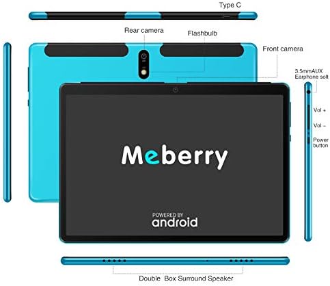 MEBERRY Tablet 10 Pulgadas Android 10.0-con Procesador de Octa-Core Ultrar Rápido Tablets 4GB RAM+64GB ROM - Certificación Google GMS - 8000mAh|WI-FI|Bluetooth|GPS|Type-C (5.0+8.0 MP Cámara) - Azul 3 41WLiBE09CL. AC