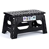 Delxo Folding Step Stool 9 inch Plastic Folding Stool,Extra-Wide Kitchen Step Stool,Non Slip Foldable Step Stool for Kids,2019 Strengthen Plastic Stepping Stool