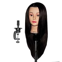 Bellrino 24-26" Cosmetology Mannequin Manikin Training Head with Human Hair with Clamp Holder - RUBY + C