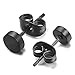 ADAIER Men Women's Stainless Steel Black Stud Earrings of Round Tunnel Plug Post (ED-01) (Diameter: 8mm)