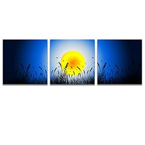 3 Panel Beautiful Moonlit Night Pictures Home Wall...
