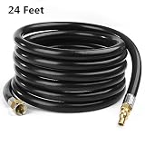 SHINESTAR 24FT RV Quick Connect Propane Hose, Easy Release RV Connection Hose for Fire Pit, Camp Chef Stove, Pit Boss Burner Grill, 3/8 Female Flare x 1/4 Full Flow Male Plug