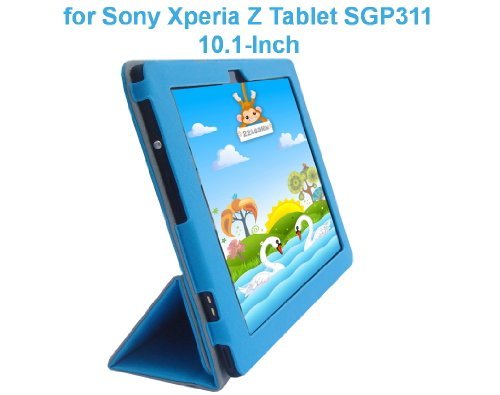 Sony Xperia Z Tablet SGP311 10.1-Inch Custom Fit Portfolio Leather Case Cover with Built In Stand- Blue