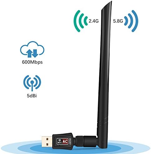 LOETAD USB Wifi Adapter 600Mbps Dual Band 2.4GHz/5.8GHz 802.11AC Wireless USB Network Adapters Wifi Dongle For Desktop Laptop Windows XP/7/8/10/Vista/Linux/Mac