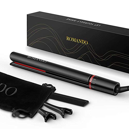 Hair Straightener and Curler 2 in 1, Best Flat Iron for Thick Hair, Hair Iron Straightener Dual Voltage (Black)