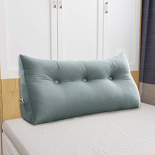 Roner Bedrest Pillow Bed Wedge Positioning Support for Bed Reading Pillow for Adult Backrest for Books or Gaming Light Gray Twin - Thumbnail 6
