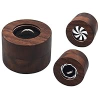 Seatrend Walnut Wood Mini Portable Rotating Wedding Ring Box with Rising and Falling Function