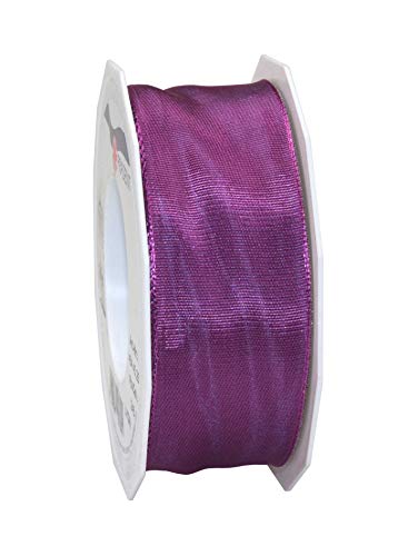 Praesent - Lyon Wired Taffeta Ribbon Purple 40 mm Width, 25 m Length