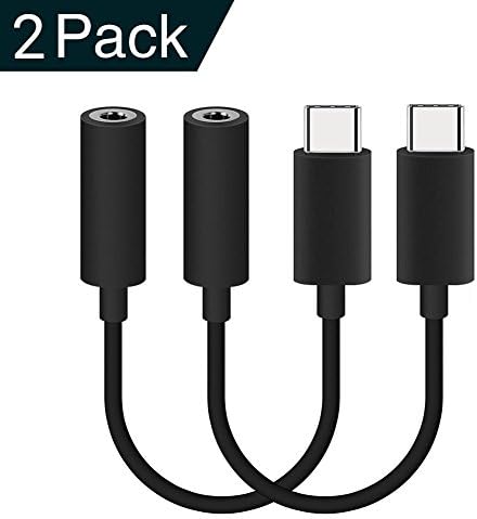 Moto Z Type C to 3.5mm Headphone Audio Adapter, QXPLAZA 2 Pack USB-C to 3.5mm Female Aux Microphone Connector Cable for Motorola Moto Z, Le 2 / Le Pro 3 and Other Type C Devices