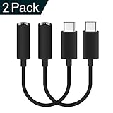 Moto Z Type C to 3.5mm Headphone Audio Adapter, QXPLAZA 2 Pack USB-C to 3.5mm Female Aux Microphone Connector Cable for Motorola Moto Z, Le 2 / Le Pro 3 and Other Type C Devices