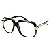 zeroUV - Old School Vintage Squared Clear Lens Eyeglasses (Black-Gold)