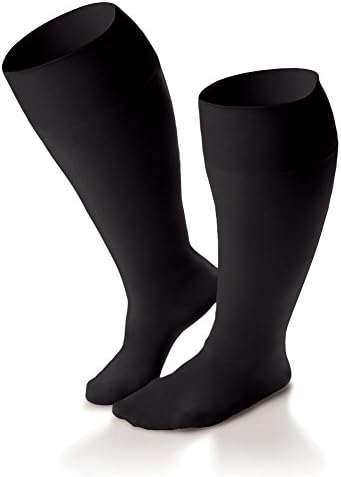 Doctor Comfort Compression Knee High 20-30mmHg Women's Extra Roomy Sheer Comfort (Large, Black)