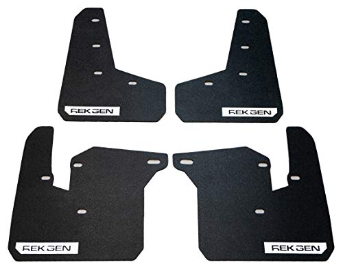 Rek Gen Mud Flaps 2015+ Compatible with Subaru WRX/STI - Precise Fitment - Mounting Hardware & Instructions Included. (White Logo)
