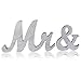 OULII MR MRS Wooden Letters Wedding Decorative Letters (Silver)