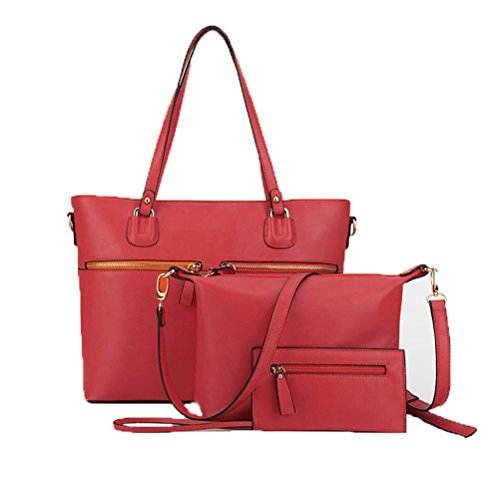 Zzfab 3 pcs Tote Bag Set Office tote bag-Red