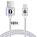 Micro USB Cable,10ft High Speed Braided USB 2.0 Charger Cord for Android devices,Samsung/Windows/LG/Canon Nikon camera/MP3-White