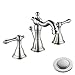 ENZO RODI Classical Style Solid Brass 8 inch Bathroom Faucets Widespread Brushed Nickel, Two-Handle Bath Lavatory Vanity Sink Faucet, for 3-Holes Wide Spread Set, with Metal Lift Pop-up Drain Assembly