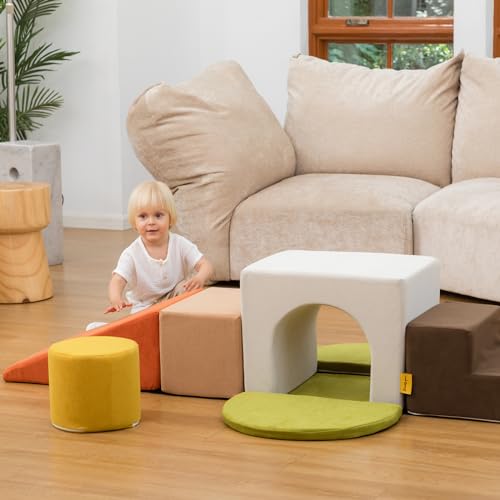 BanaSuper Foam Climbing Blocks for Children, Foam Building Blocks XXL, EN71 Certified & Non-Slip, Children's Montessori Toy, Washable Case for Indoor Fun, Baby Soft Playset (Colourful)
