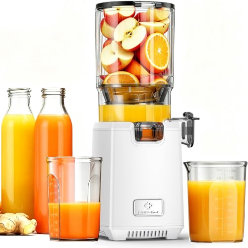 LINKChef Juice Extractor for Fruits and Vegetables, Cold Press Juicer 250 W with Wide Mouth 13 cm, Slow Juicer BPA Free, 1.8 L, Easy to Clean, Recipes Included