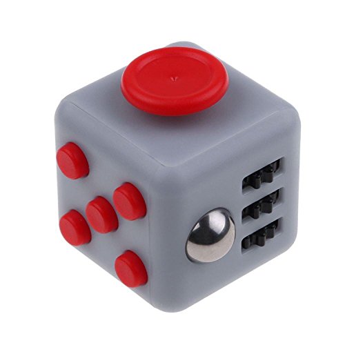 Westhun Fidget Cube Relieves Stress And Anxiety for Children and Adults Anxiety Attention Toy (Black Gray Red)