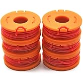 WETOOLPLUS 6-Pack Premium Replacement Spools with Line Made in USA for WORX | Compatible with Worx GT WA0010 - Heavy Duty Aerodynamic Twisted Trimmer Line Refills (WG116, WG160, WG163), Best Value