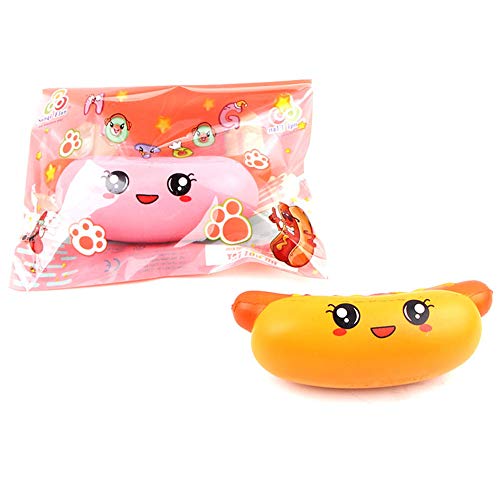 Leoie PU Simulate Hot Dog Sausage Slow Rising Squishy Squeeze Toy Stress Reliever Kid's Toy Gift Decoration Orange